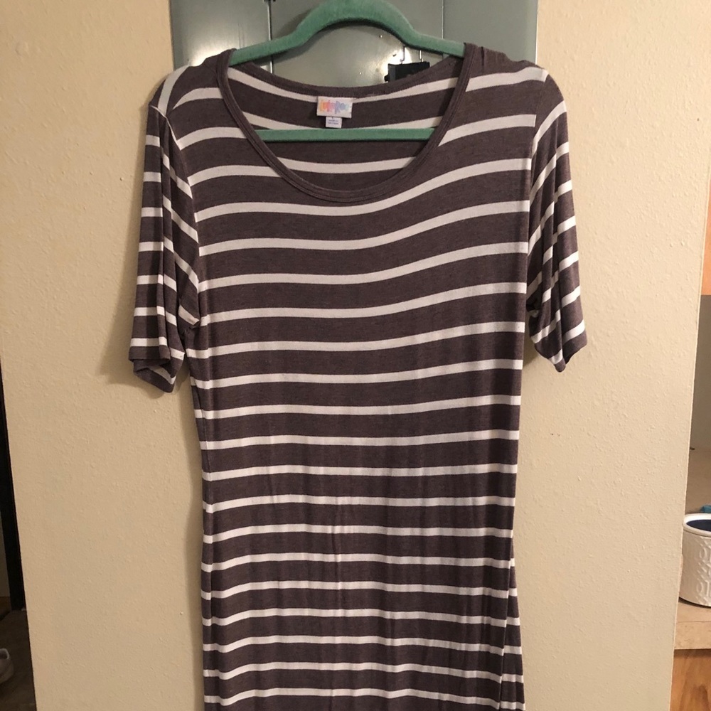 gray striped dress